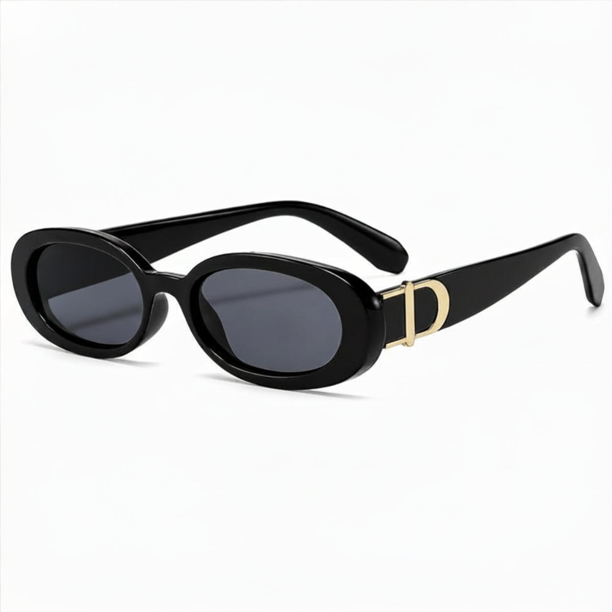 DD Solbrille Oval - Sort Grå