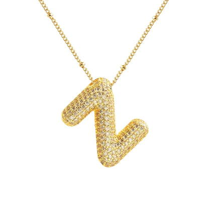 Chunky Diamond Letter Necklace - Gold